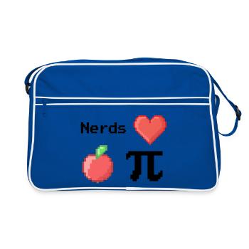 Nerds Love Apple Pi Pi Sayings Math S Pixel - Retro Bag - blue/white - Front