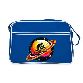 Cyclist on Saturn - Retro Bag - blue/white - Front