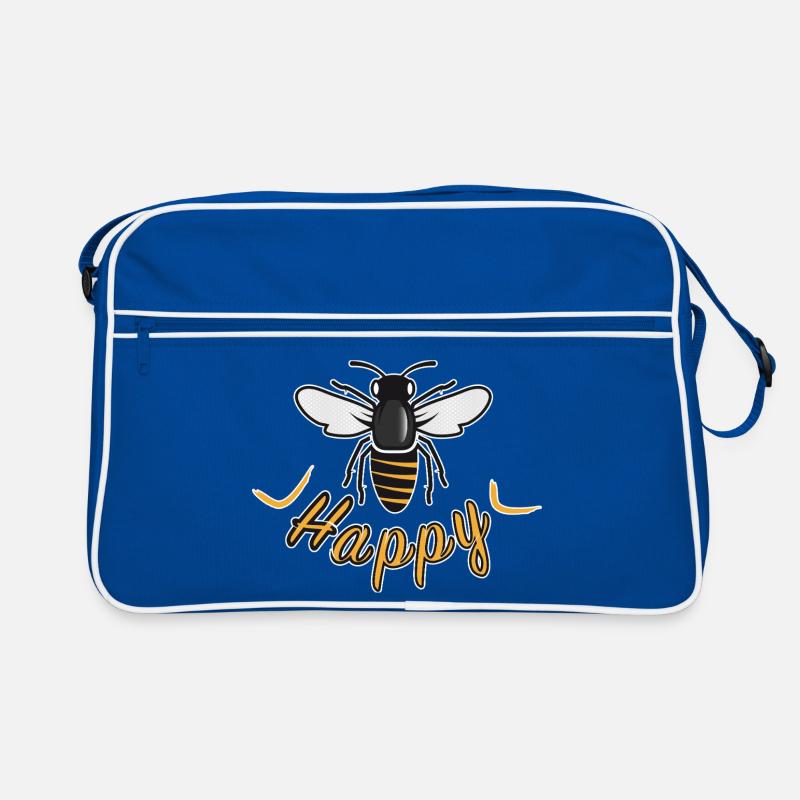 Abeille heureuse avec l’inscription « Happy » Sac Retro