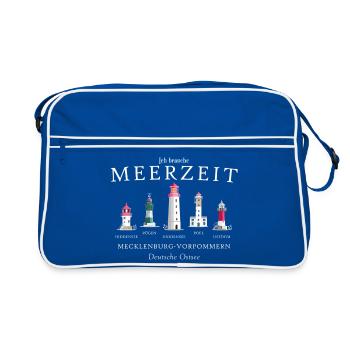 Rügen, Poel, Usedom, Hiddensee Hand Drawing - Retro Bag - blue/white - Front