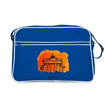 Berlin Brandenburger Tor Aquarell - Retro Tasche - Blau/Weiß - Vorne