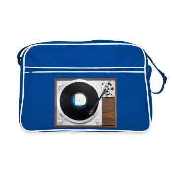 Turntable Gramophone Vinyl Record Game - Retro Bag - blue/white - Front