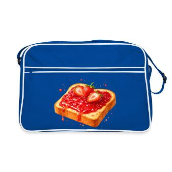 Illustration du pain grillé avec de la confiture de fraises - Sac Retro - bleu/blanc - Devant