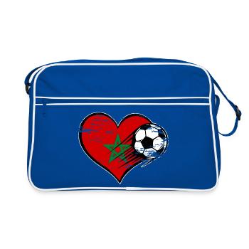 Marokko Flagge Fußball mit Herz used - Retro Tasche - Blau/Weiß - Vorne