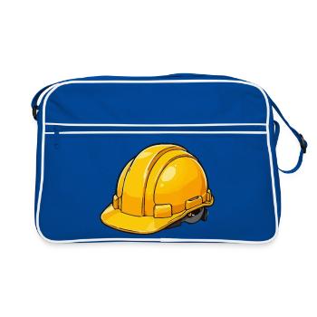 Yellow Construction Helmet Cartoon Style - Retro Bag - blue/white - Front