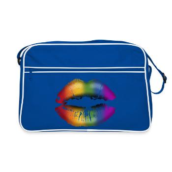 Lip Kissable Lips with Lipstick LGBTQ Rainbow - Retro Bag - blue/white - Front