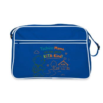 KitaKind Abschied von Mama - Retro Tasche - Blau/Weiß - Vorne