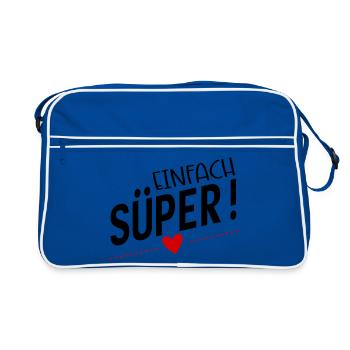Süper - Retro Tasche - Blau/Weiß - Vorne
