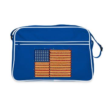 Drapeau américain fait de hot-dogs pour les amateurs de barbecue - Sac Retro - bleu/blanc - Devant