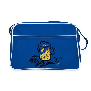 Beer Beer Mug Hops Wheat - Retro Bag - blue/white - Front
