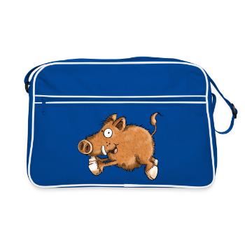 Flotte Wutz - Wildschwein - Eber - Sau - Geschenk - Retro Tasche - Blau/Weiß - Vorne
