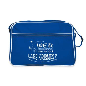 Wer ist denn eigentlich dieser Lars Krismes? - Retro Tasche - Blau/Weiß - Vorne