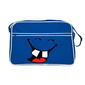Grand sourire. Bouche heureuse et souriante, visage des lèvres. - Sac Retro - bleu/blanc - Devant