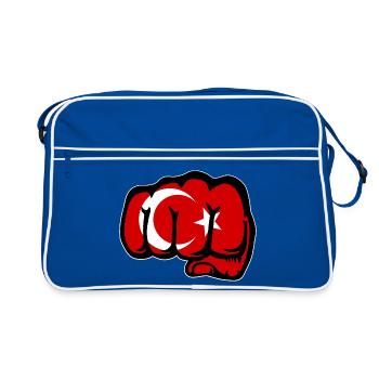 Turkey Flag Hand Fist - Retro Bag - blue/white - Front