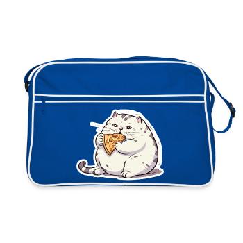 Le gros chat rond ne s’intéresse qu’à la pizza - Sac Retro - bleu/blanc - Devant