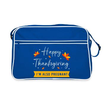 Thanksgiving Gender Reveal Werdende Mutter - Retro Tasche - Blau/Weiß - Vorne