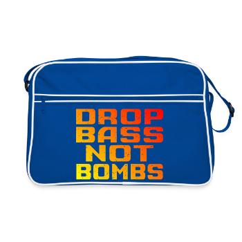 DNB Techno Drop Bass statt Bomben - Retro Tasche - Blau/Weiß - Vorne