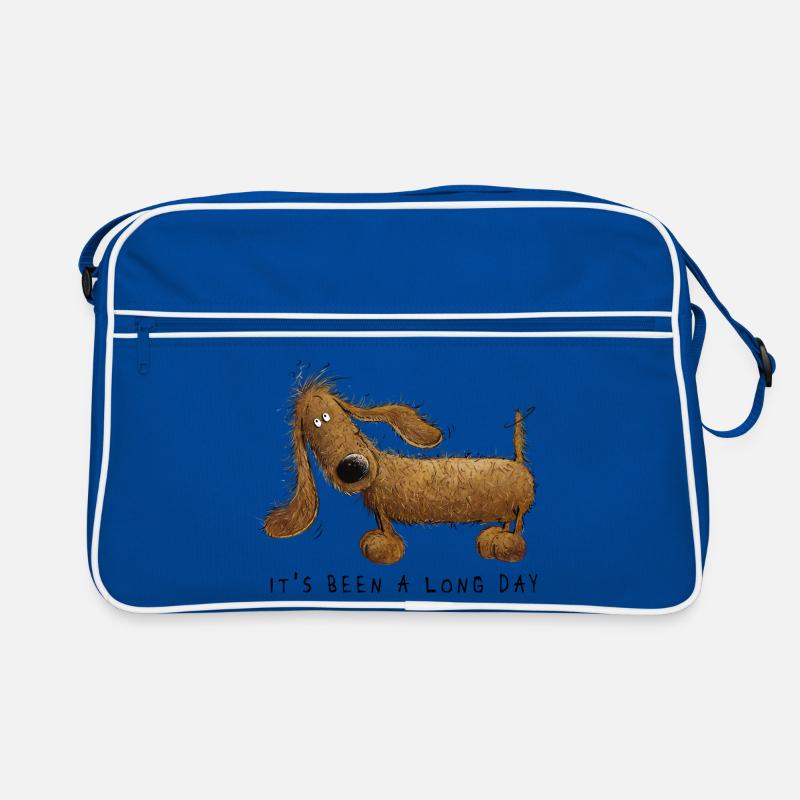 Lustiges Dachshund Dackel Sprüche Geschenk  - Retro Tasche - Blau/Weiß
