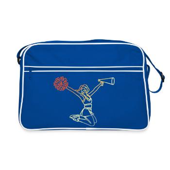 Retro Cheerleaderin Skizze - Retro Tasche - Blau/Weiß - Vorne