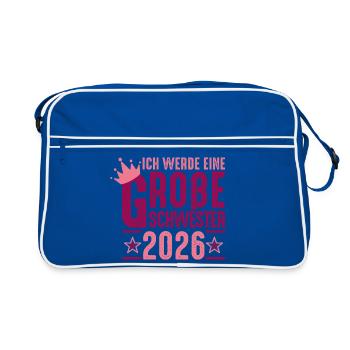 Je serai grande sœur grossesse 2026 - Sac Retro - bleu/blanc - Devant
