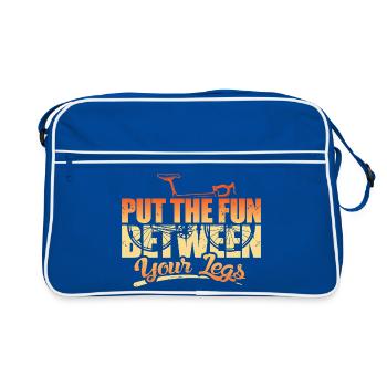 Mountainbike Mountain Bike Spruch MTB Downhill - Retro Tasche - Blau/Weiß - Vorne