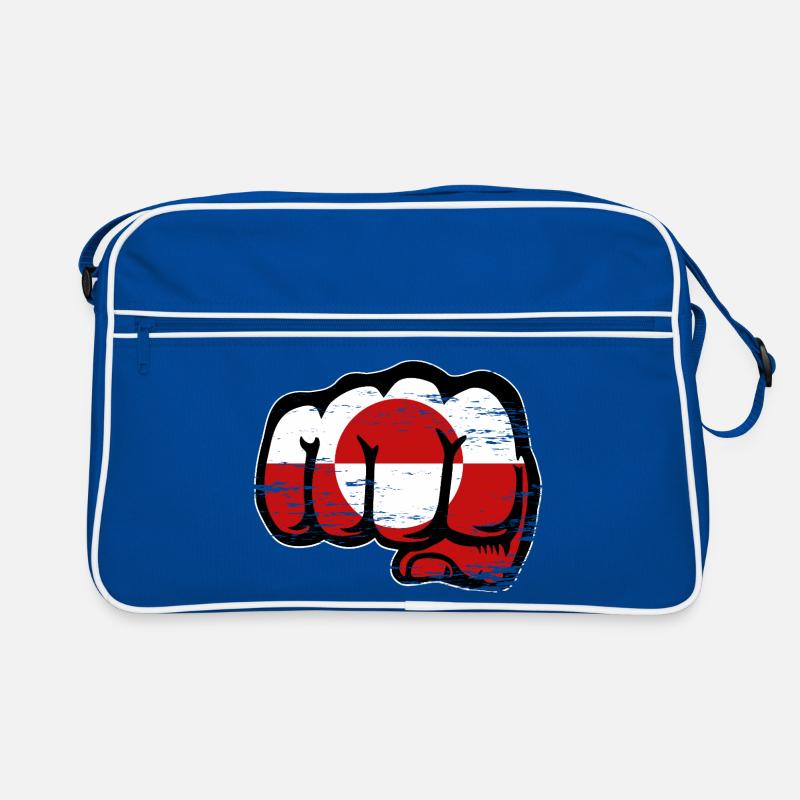 Grönland Flagge Faust used - Retro Tasche - Blau/Weiß