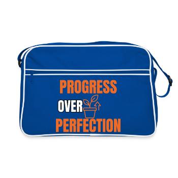 Progress Over Perfection Minimalist Typography - Retro Bag - blue/white - Front