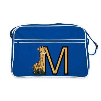 Initial M des girafes design - Sac Retro - bleu/blanc - Devant