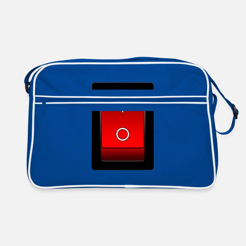 on off switch, an aus schalter - Retro Tasche - Blau/Weiß