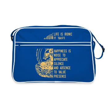 Life Is Ironic Buddha Quote - Retro Bag - blue/white - Front