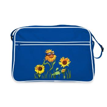 Sunflowers with sunglasses - Retro Bag - blue/white - Front