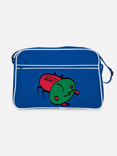bug color VEKTOR Insekt Krabbeltier - Retro Tasche - Blau/Weiß - Vorne