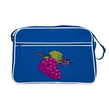 Trauben-Superheld! - Retro Tasche - Blau/Weiß - Vorne
