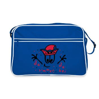Fasching mit Konfetti, Karneval - Retro Tasche - Blau/Weiß - Vorne
