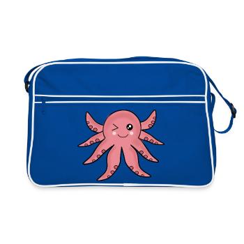 Kawaii Tiere Oktopus - Retro Tasche - Blau/Weiß - Vorne