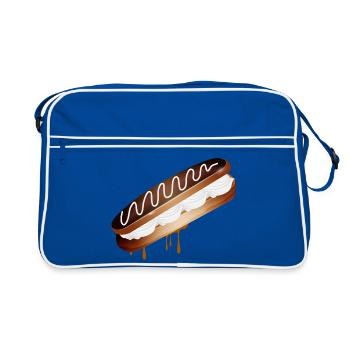 Illustration eines gefüllten Eclairs mit Sahne - Retro Tasche - Blau/Weiß - Vorne