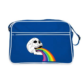 Crâne arc-en-ciel - Sac Retro - bleu/blanc - Devant