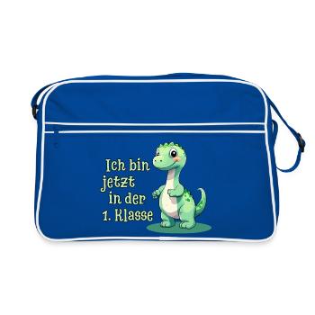 Premier jour d’école avec Baby Dino - Sac Retro - bleu/blanc - Devant