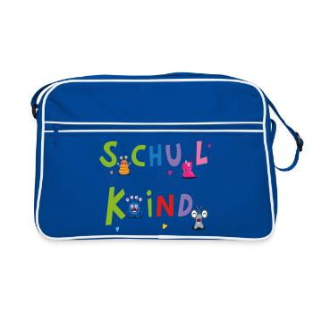 Schulkind - Retro Tasche - Blau/Weiß - Vorne