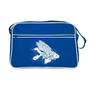 Imaginative fish with wings - Retro Bag - blue/white - Front