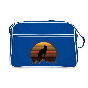 Loup du soir sur fond de montagne - Sac Retro - bleu/blanc - Devant