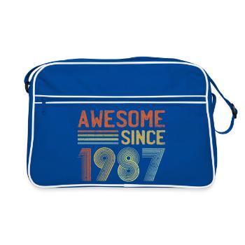 Retro 1987 Feier Design - Retro Tasche - Blau/Weiß - Vorne