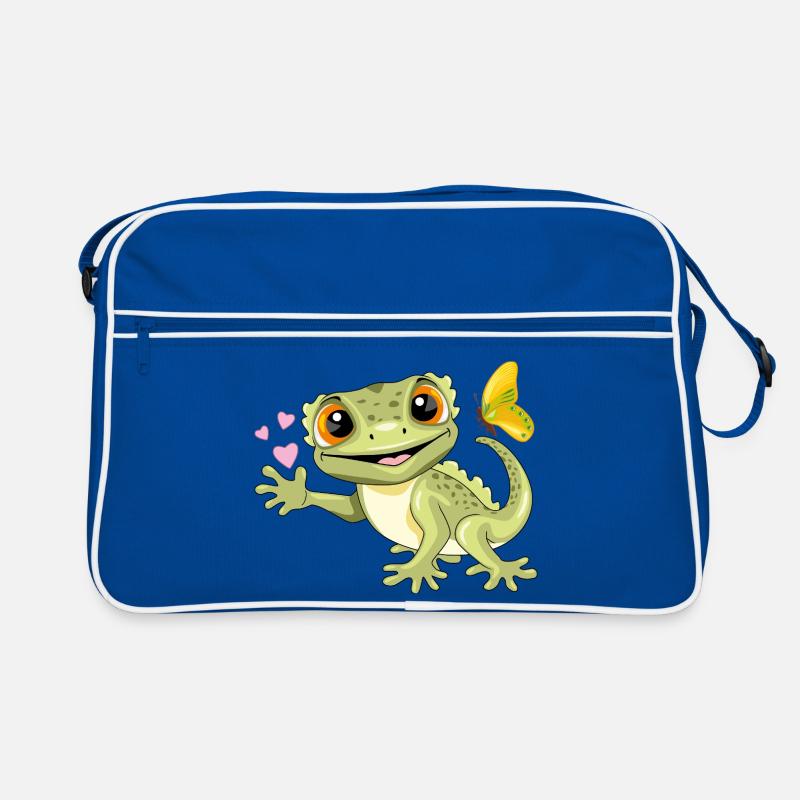 Gecko souriant drôle avec papillon et coeurs Sac Retro