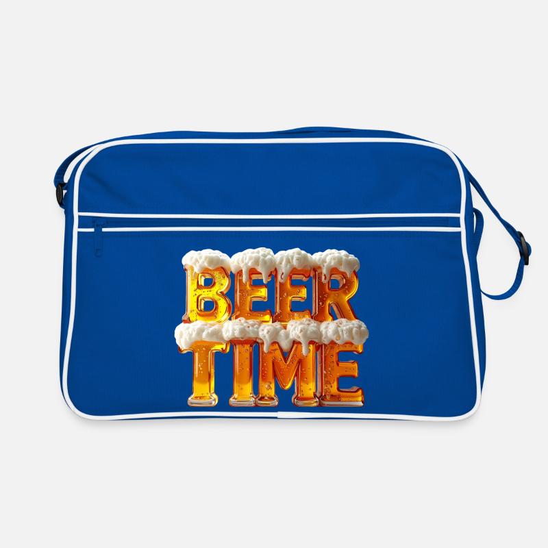 Beer Time – 3D Bierglas-Buchstaben mit Schaum Retro Tasche