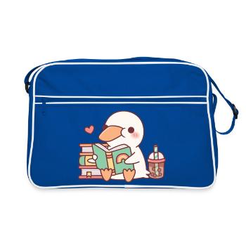 Le canard blanc mignon adore lire des livres - Sac Retro - bleu/blanc - Devant