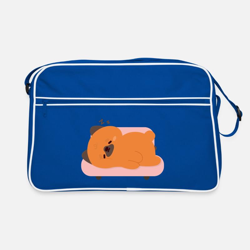 Müder Deutscher Schäferhund auf rosa Sofa - Retro Tasche - Blau/Weiß
