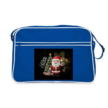Knitted Santa with Christmas tree - Retro Bag - blue/white - Front