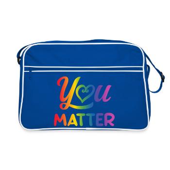 You Matter Rainbow LGBTQ Pride Quote Design - Retro Tasche - Blau/Weiß - Vorne
