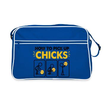 Comment draguer des poussins Des poulets Déchireur Coureur de jupons - Sac Retro - bleu/blanc - Devant