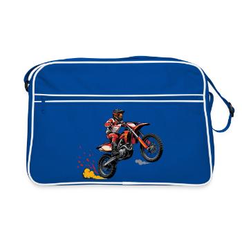 Motocross Jump Illustration - Retro Bag - blue/white - Front